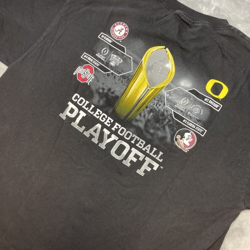 College Football Playoff Shirt Adult XL Black Alabama Ohio Oregon Florida Trophy - Picture 1 of 5
